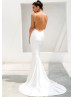 Spaghetti Straps Ivory Satin Backless Sexy Wedding Dress